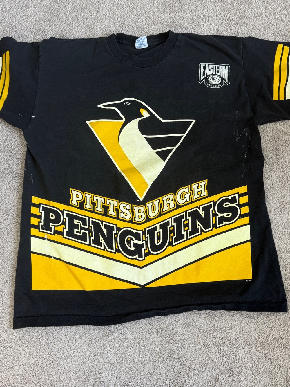 Vintage 1994 Pittsburgh Penguins Salem AOP NHL T Shirt USA XL 23”
